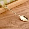 Кофейная ложка с заостренным наконечником и длинной ручкой, ретро-резьба, пищевая многоцелевая посуда, цинковый сплав, столовая ложка для смешивания и размешивания, десертная чайная ложка, кухонный инструмент