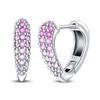 Silvery Heart Shape Earrings 925 Sterling Silver Women Zircon Ear Studs Sparkling Pave Hoop Earring Jewelry Gift