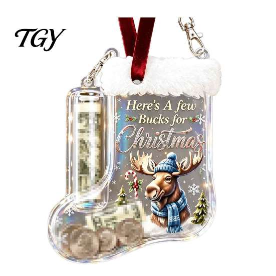 Christmas Tree Hanging Ornament Cash Gift Stocking, Money Holder Ornament, Unique Reusable Holiday Pocket for Xmas Decoration Surprise
