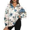 Women's Casual Fashion Long Sleeve  Print Oversize Zip Sweatshirt Top