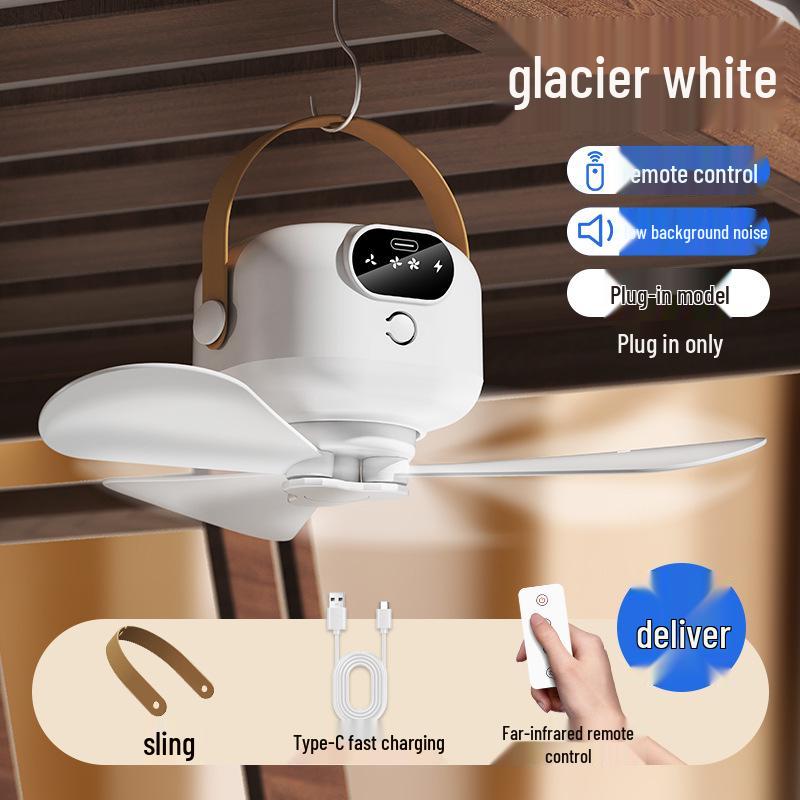 Перезаряжаемый USB потолочный вентилятор с ночником и пультом дистанционного управления для общежитий и небольших помещений