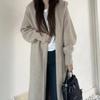 Cozy Hooded Long Knit Cardigan - Thick, Loose Mid-Length Sweater for Autumn/Winter