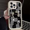 Милый мультяшный кошачий дуэт Чехол для телефона Для IPhone 17 16 15 14 13 12 11 Pro Max 17 Air 14 Plus Ударопрочный Силиконовый Мягкие Чехлы Coque