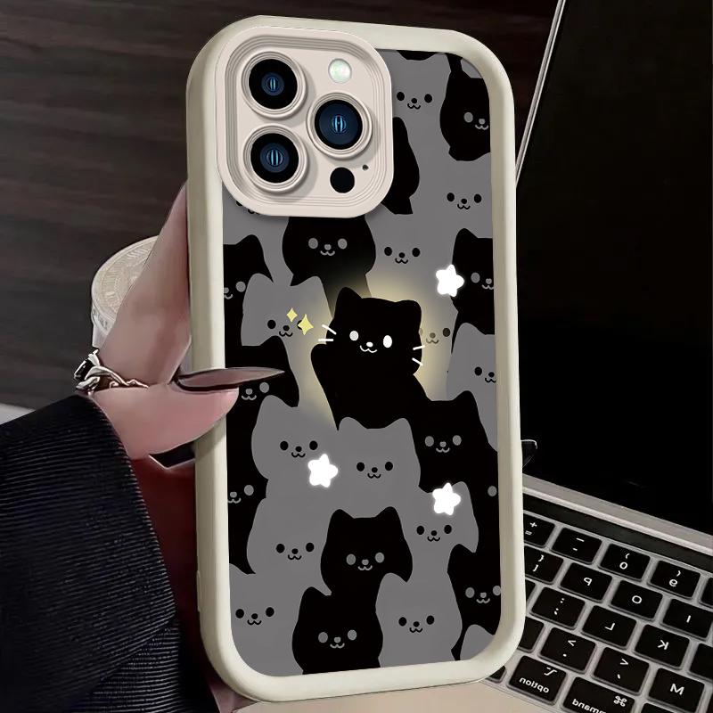 Милый мультяшный кошачий дуэт Чехол для телефона Для IPhone 17 16 15 14 13 12 11 Pro Max 17 Air 14 Plus Ударопрочный Силиконовый Мягкие Чехлы Coque