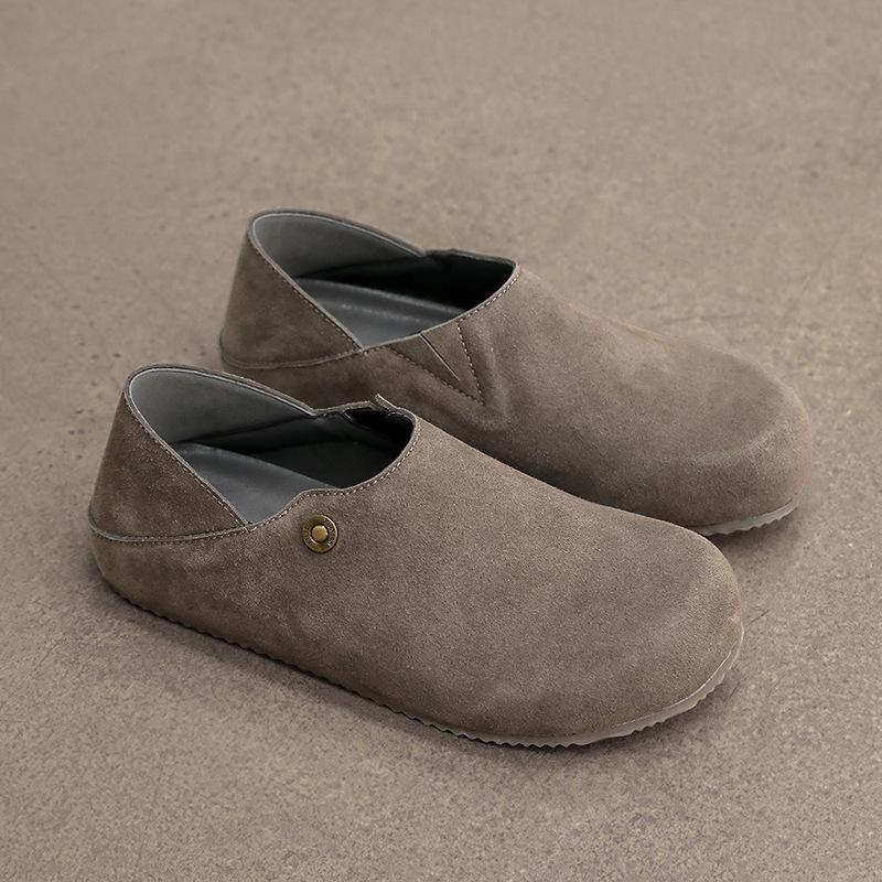Новые универсальные ленивые туфли Birkenstocks, кожаные, с мягкой подошвой, повседневные, низкие, полностью закрывающие тапочки