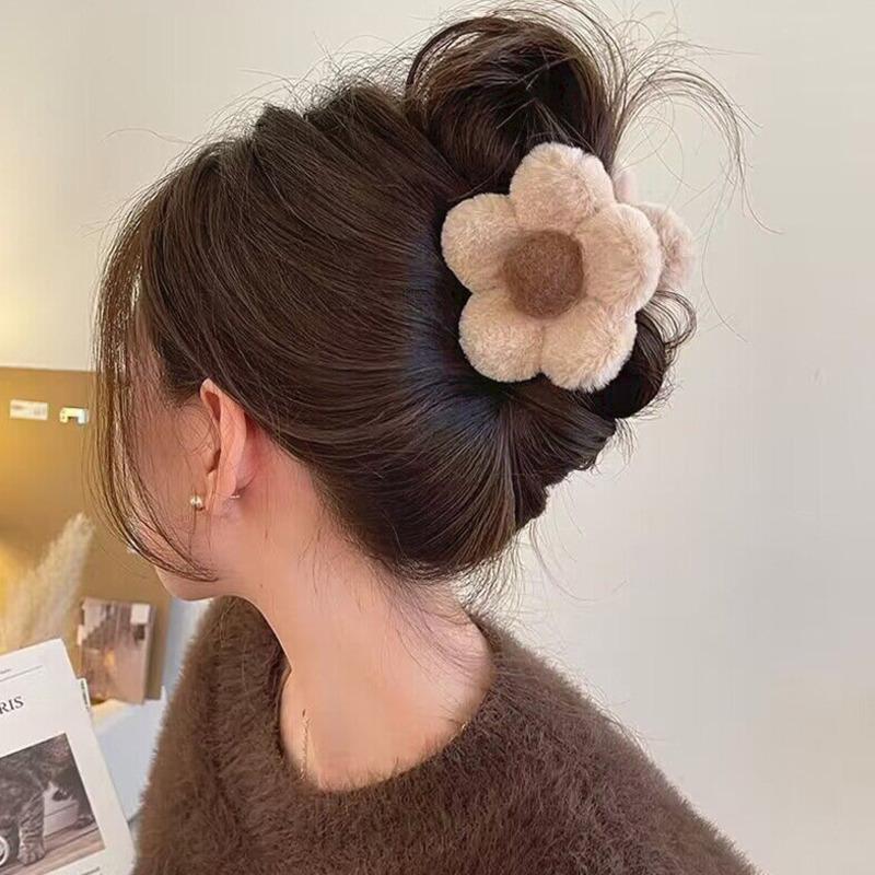 2024 Новый винтажный цветок плюшевый коготь для волос для женщин милые корейские большие заколки для волос в виде акулы заколки-крабы шпильки модные аксессуары для волос