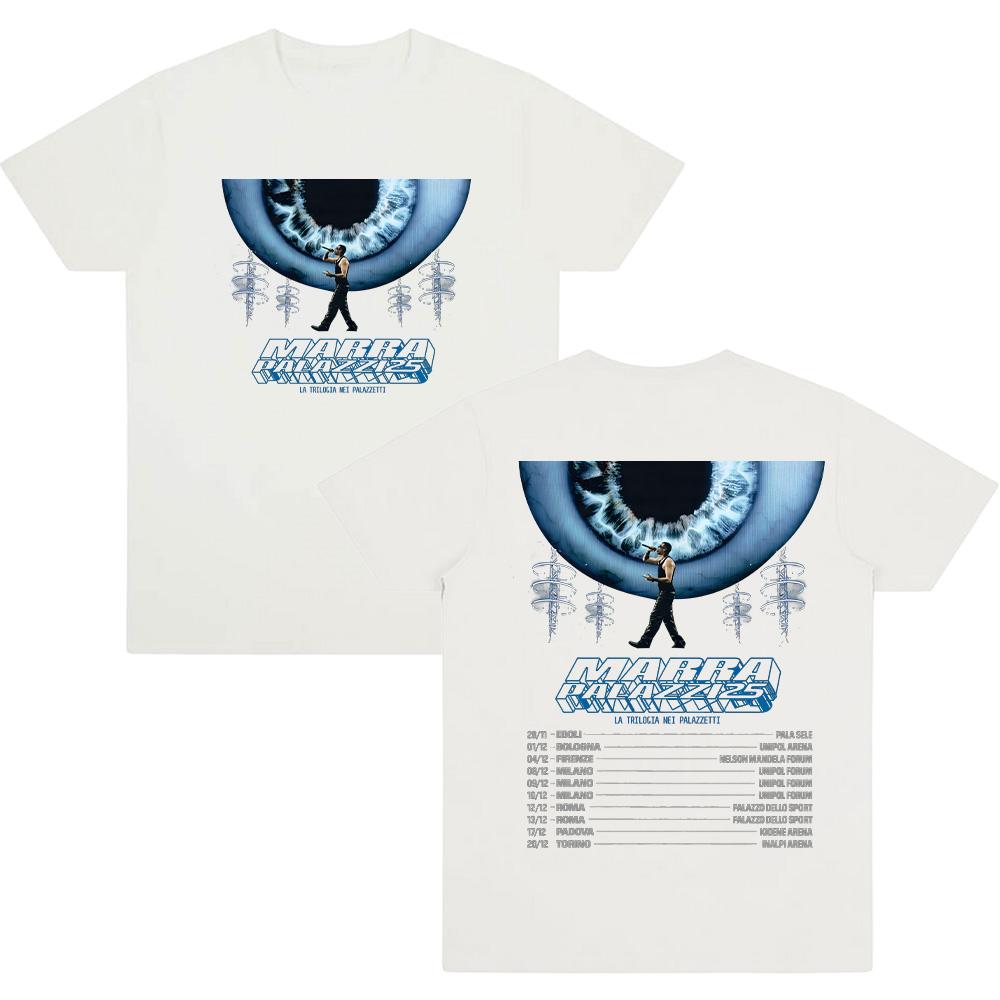 Marracash Palazzi 25 Тур Футболки Мода Хлопок Уличная Одежда Женская Мужская Поп Оверсайз Футболка Графическая Двусторонняя Уличная Одежда