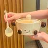 Двухушная суповая тарелка милая мультяшная тарелка для лапши быстрого приготовления с крышкой 2025 новая высококачественная тарелка для улиточной лапши тарелка для супа с лапшой для микроволновой печи