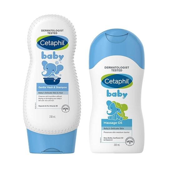 Cetaphil Масло для массажа младенцев и Детский гель для мытья и шампунь