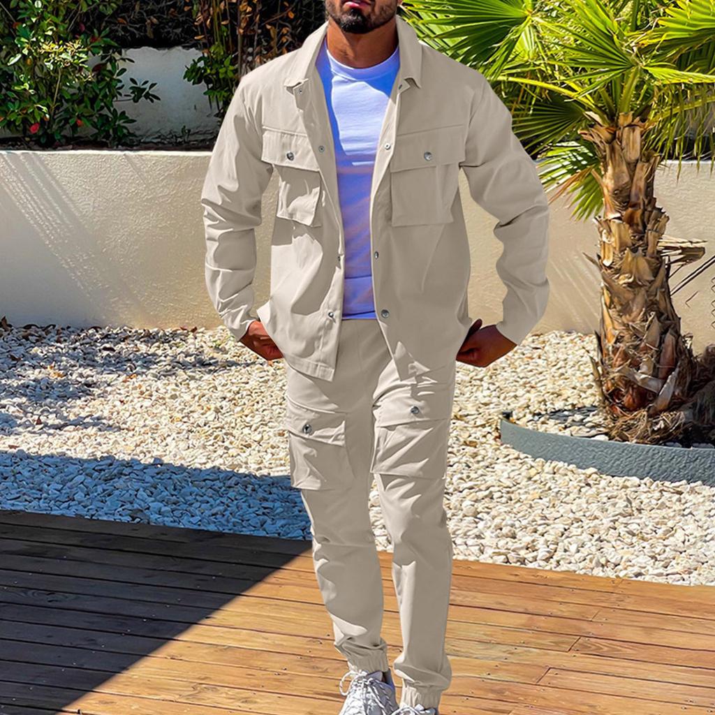 Мужской однотонный модный повседневный комплект, легкая мужская повседневная куртка-костюм