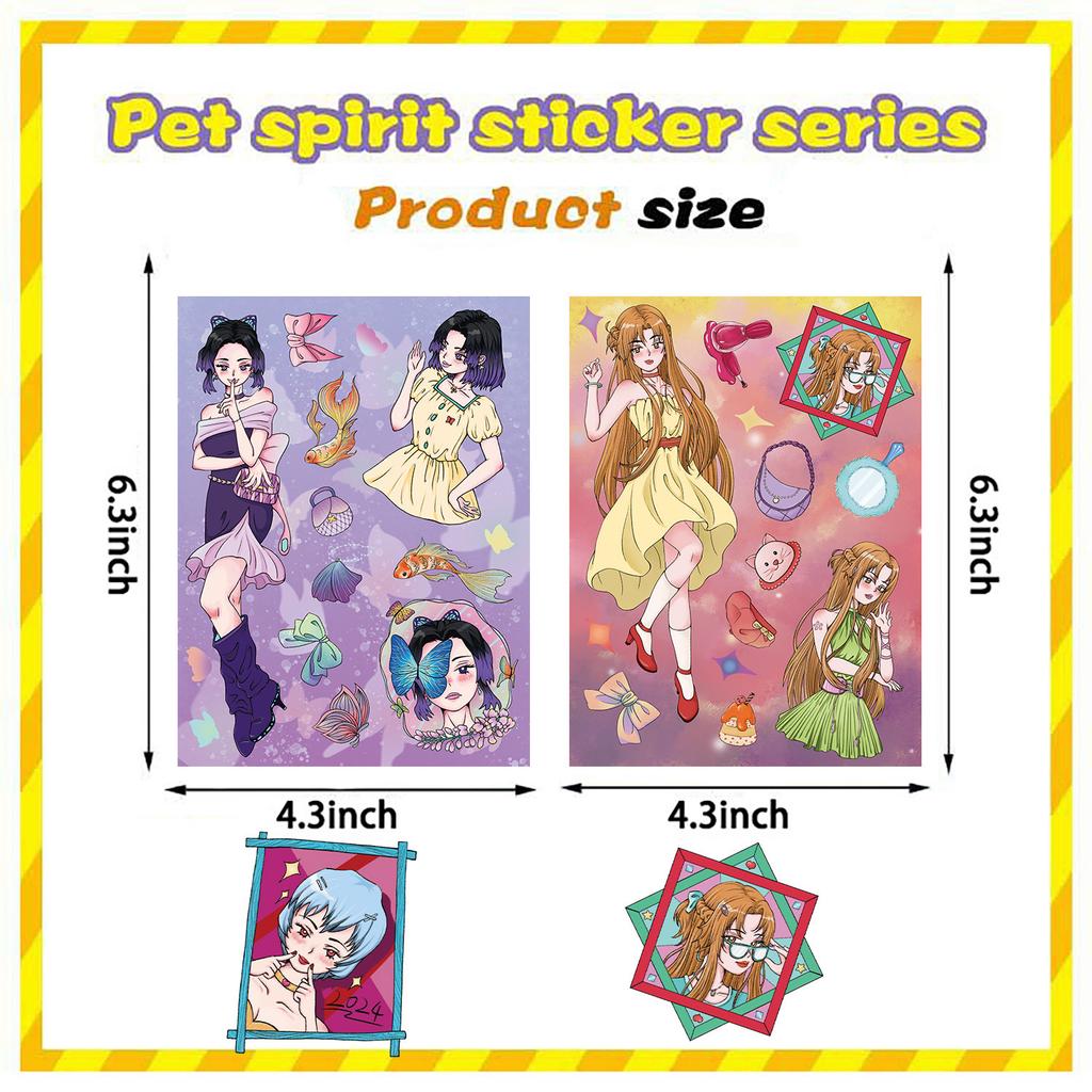 8 Styles of Urban Hot Girls Wear Gauze Stickers DIY Hand Account Small Card Mobile Phone Case Decoration Korean Ins