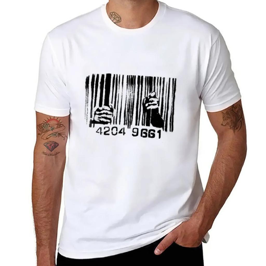 Barcode T-Shirt plus size tops korean fashion mens graphic t-shirts hip hop