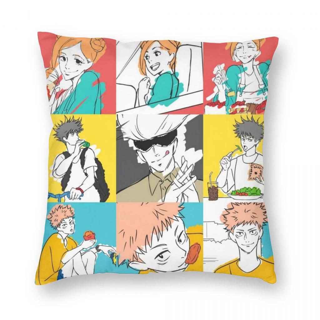 Чехол для подушки с принтом из аниме Jujutsu Kaisen, полиэстер, декоративная наволочка JJK Manga, для дома, квадратный 40x40 см