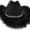 Rhinestone Cowboy Hat Feather Cowboy Hat Bachelorette Party Hat Feather Cowgirl Hat Bridal Fedoras Bridal Party Hat