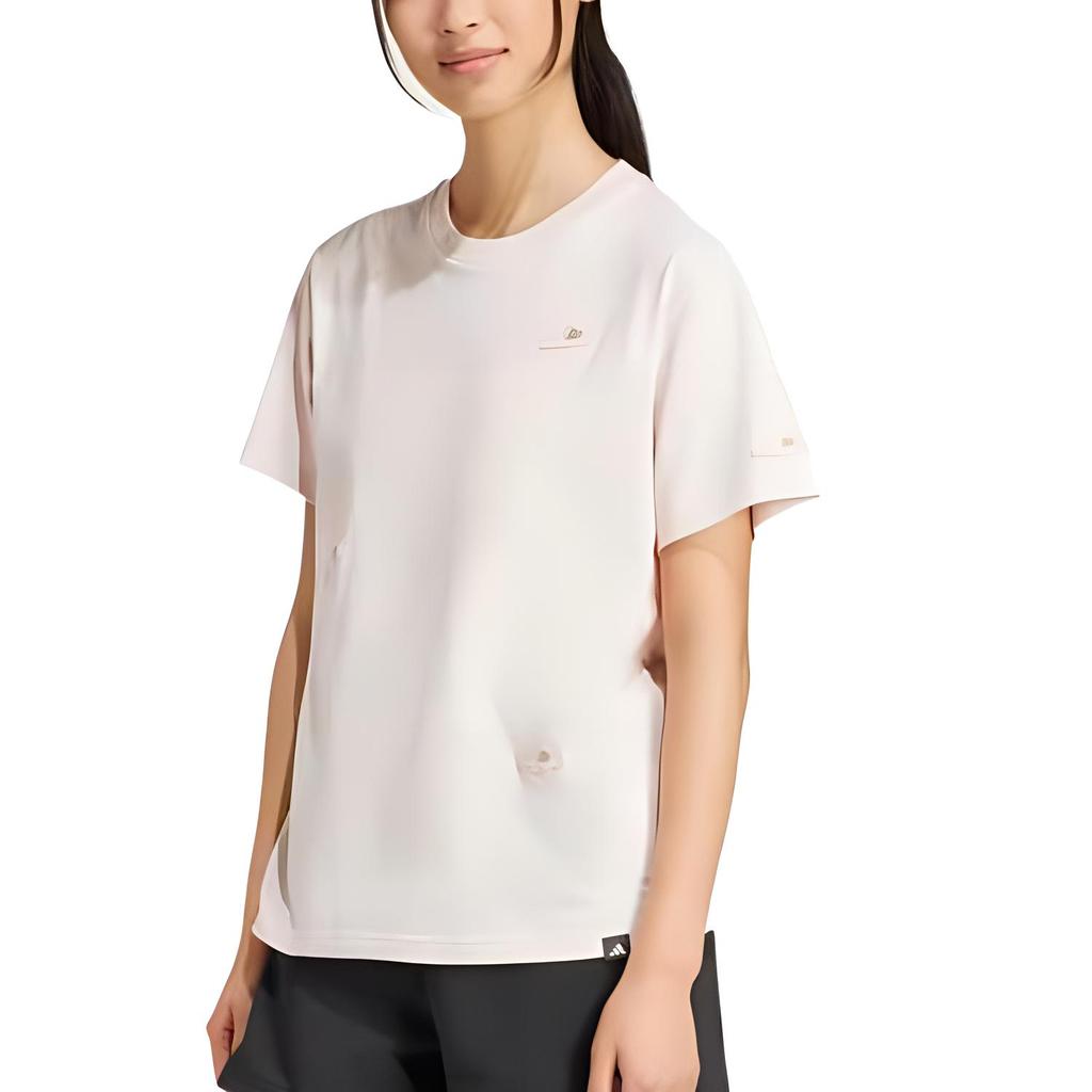 Adidas Спортивная одежда Домашние тапочки Быстросохнущие Впитывающие пот Удобные Мягкие Обычная футболка Женские топы Magical-Quartz JN8270