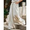 Casual Women's Solid Color Wide Leg Spring and Autumn Pockets Cotton Linen Women Long Pants