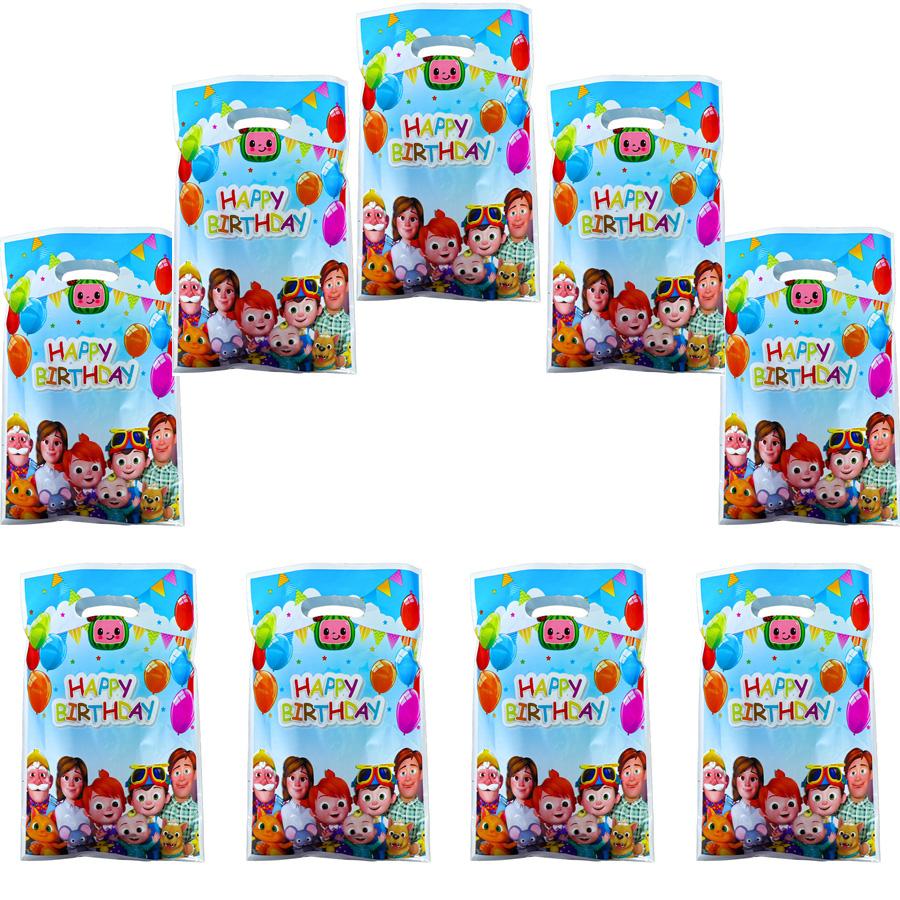 10/20pcs Cocomelon Gift Bags Goodie Bags Loot Bag Birthday Party Favors Supplies Decoration Chocolate Cookies Candy Bag