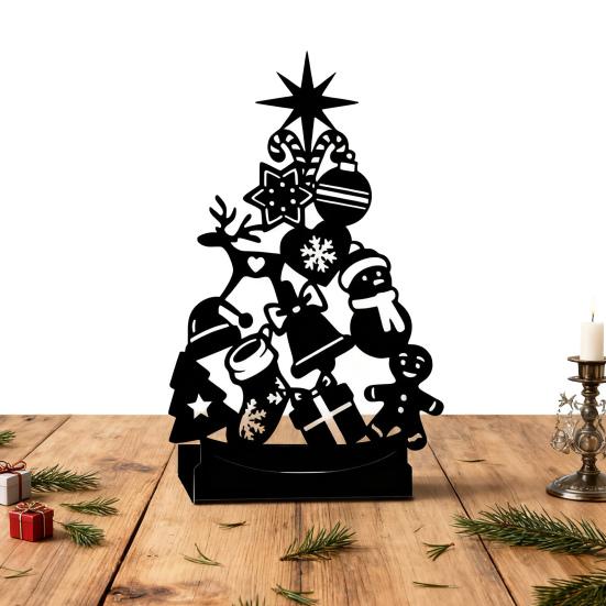 Christmas Shadow Candle Holder Funny Metal Tree Shaped Shadow Candle Stand Tabletop Decorative Tea Light Holder