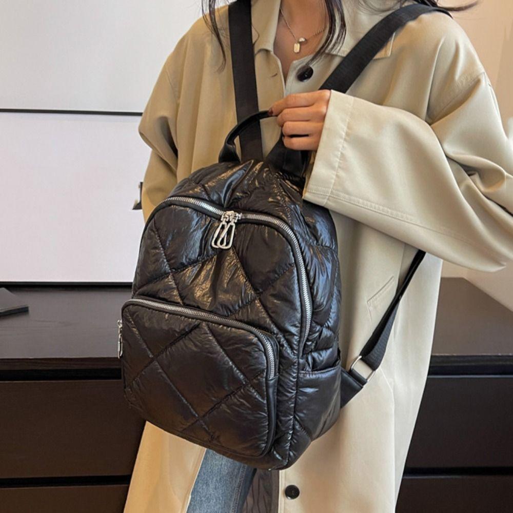 Cloud Space Cotton Backpack Solid Color Student Schoolbag All-match Bubble Shoulder Bag Outdoor