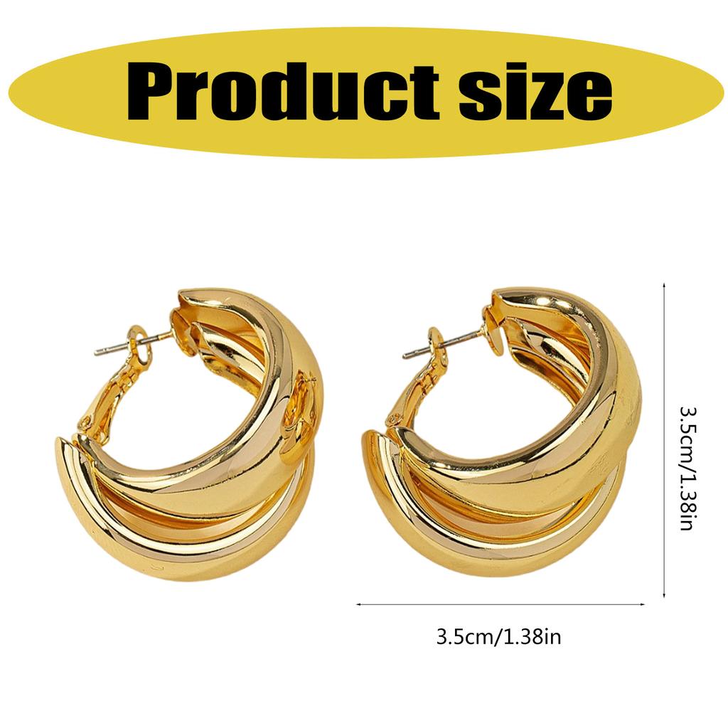 Vintage Earrings Exaggerated Earrings Circle Earrings Dangle Earrings Wide Double Hoops Jewelry for Women and Girls