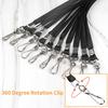50 Pcs Black Lanyard Bulk Badge Lanyard for Office ID Badges Keys Flat Neck Lanyard with Badge Clip Swivel Hook for Schools Cruise Office Kids