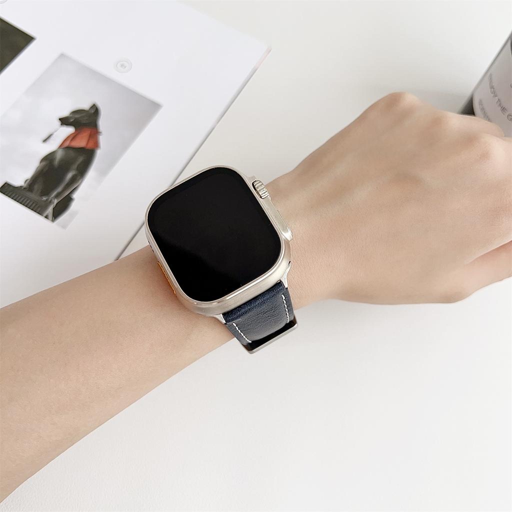 Genuine Leather Watchband For Apple Watch Series 10 9 8 7 SE 6 5 4 3 2 1 42mm 41mm 40mm 38mm Wrist Strap Replacement