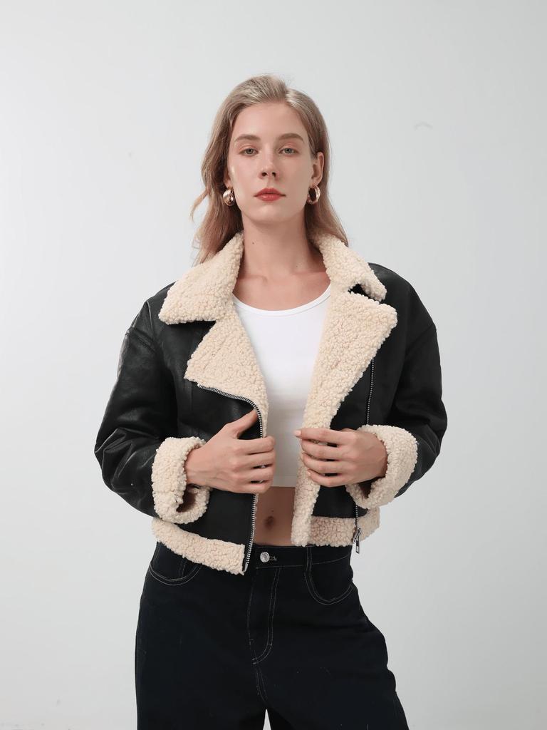 Женская кожаная куртка-пальто из цельного меха в европейском и американском стиле - Универсальная новая мода