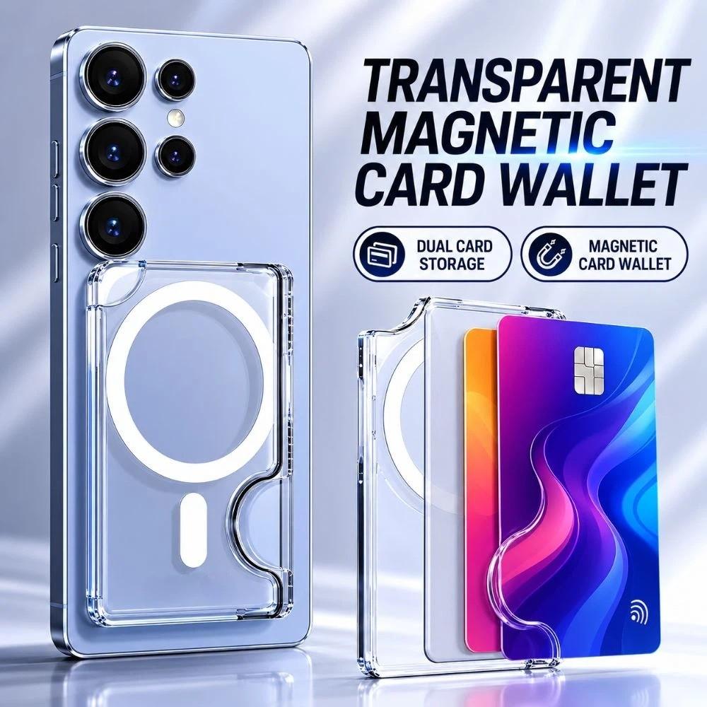 Прозрачный магнитный держатель для карт, противоударный кошелек, чехол для телефона для iPhone, Samsung