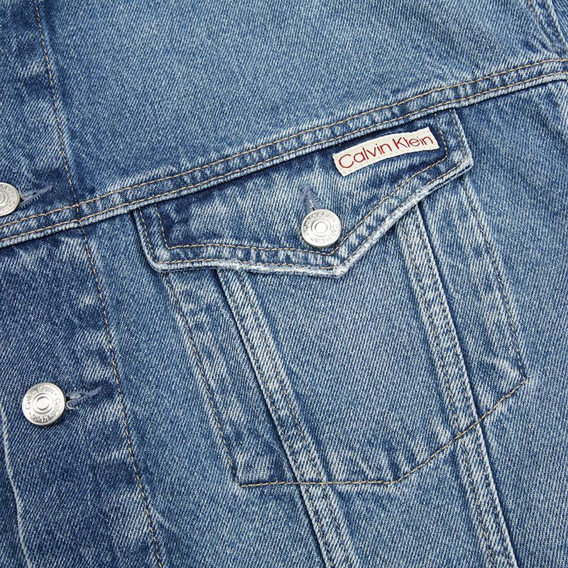 Calvin Klein Свободная короткая джинсовая куртка женская куртки Светло-голубой J20J224546-1AA