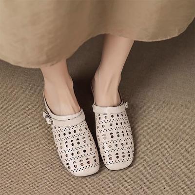 JX повседневная квадратная пряжка для ремня, полуоткрытые туфли с полым отверстием, летняя одежда, плоская голова, крутые шлепанцы женские