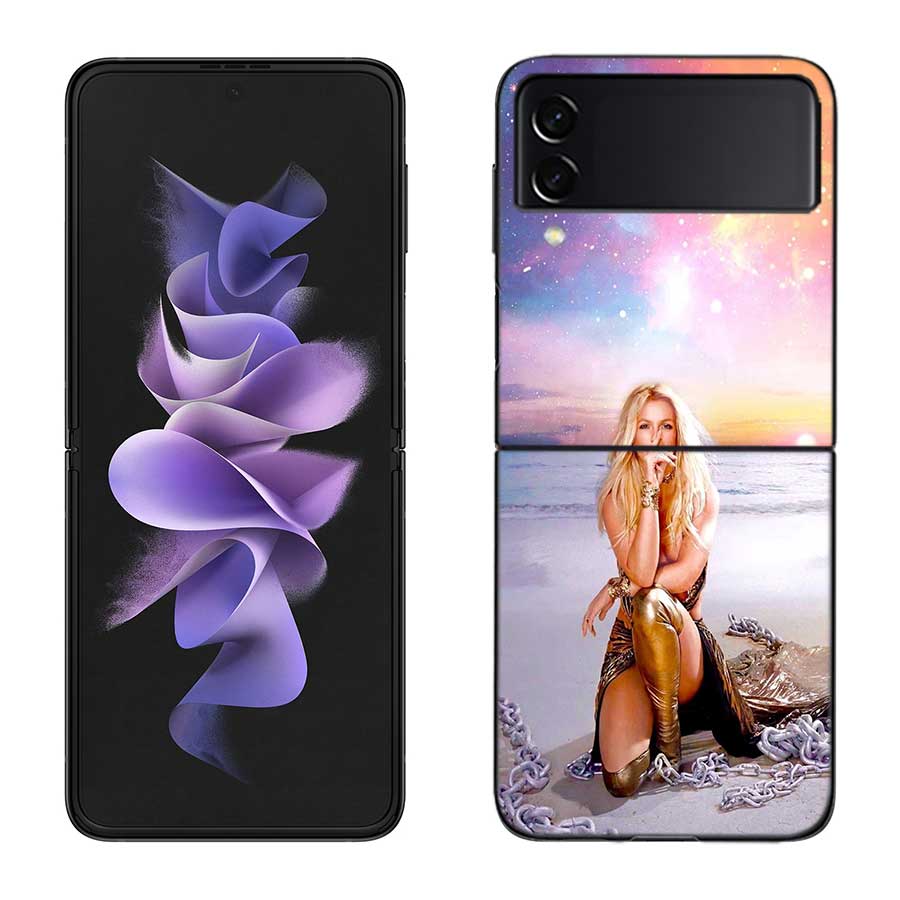 Чехол для телефона певицы Бритни Спирс Для Samsung Z Flip 7 6 5G Galaxy Z Flip 5 4 3 Черный Жесткий Чехол для Телефона Роскошный ПК Корпус Coque
