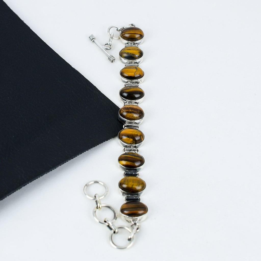 Браслет из натурального тигрового глаза ручной работы из стерлингового серебра 925 пробы, браслет из тигрового глаза для жены, браслет унисекс, подарок на День благодарения