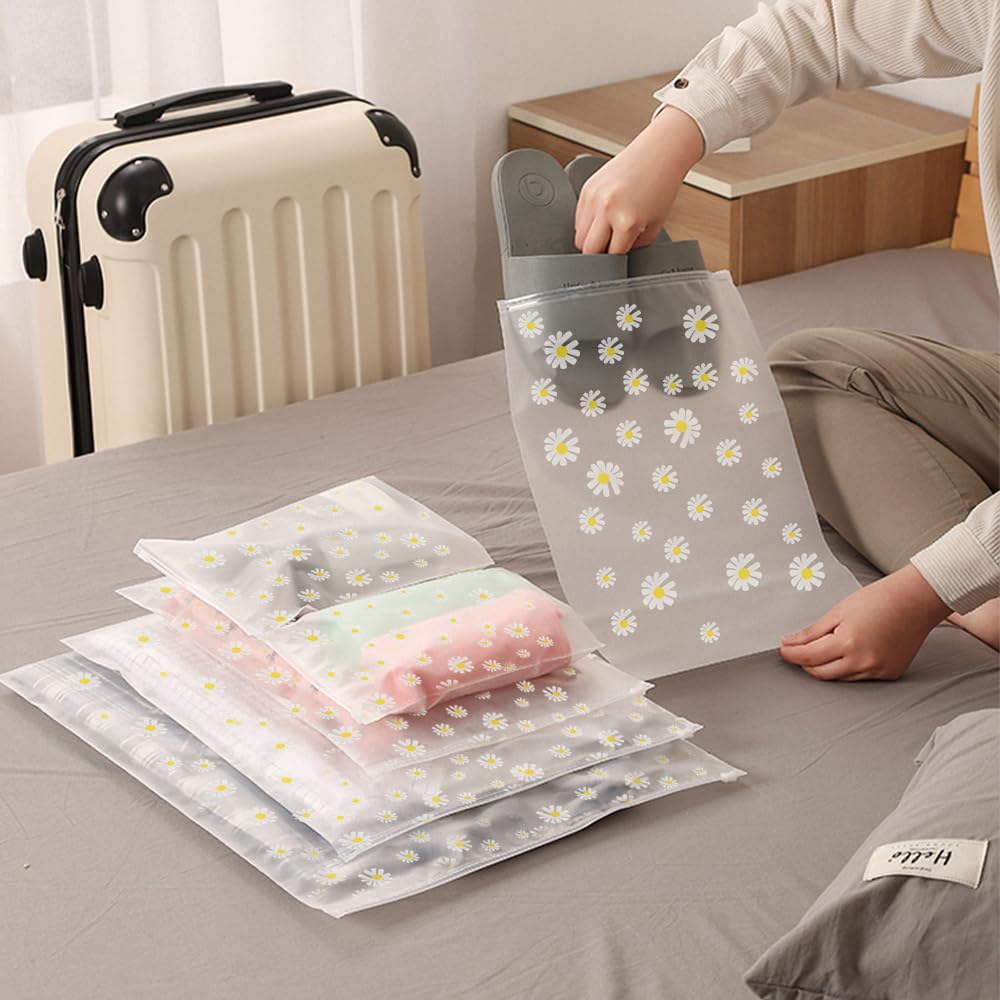 10 Pack Travel Storage Bags for Clothes, Clear Reusable Bags Plastic Ziplock Bags Luggage Organizer Pouch for Clothes Towels