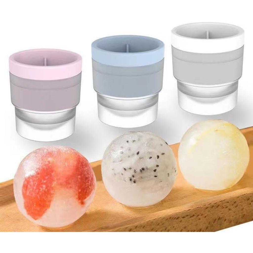 Chiclify Ice Ball Round Ice Cube Mold Easy-Release Sphere Ice Maker Silicone Ice Cube Molds Reusable Round Ice Cube Mold for Jelly Milk Juice