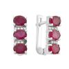 Серебряные серьги с натуральным рубином 3.344ct, фианитами (2165149)