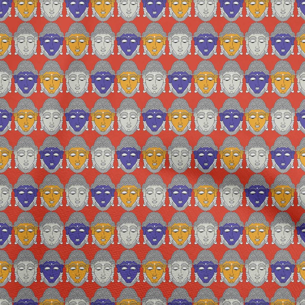 oneOone Cotton Flex Pale Yellow Fabric Lord Buddha Face Quilting Supplies Print Sewing Fabric By The Yard 40 Inch