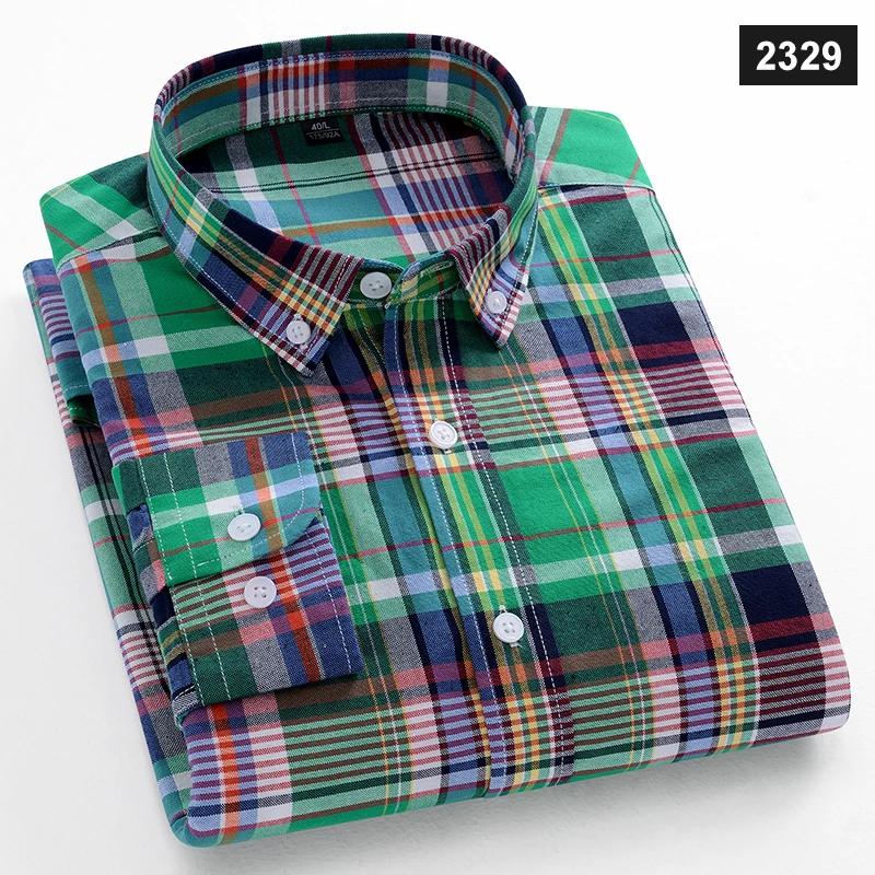 Мужские хлопковые оксфордские полосатые повседневные рубашки с длинным рукавом Новая мода Бизнесмен Офис Повседневные Классические Мужские Топ Одежда Платье Обычный