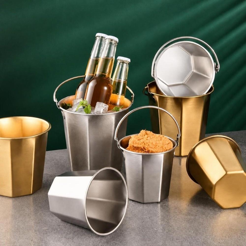 304 Stainless Steel Mini Ice Bucket Silver/Gold Cooling Barrel Champagne Bucket Household Kitchen
