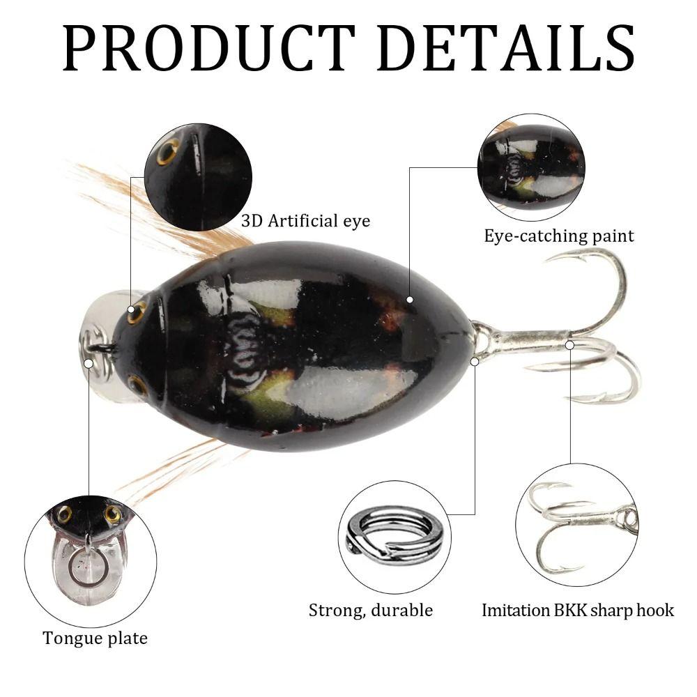 1Pcs Crank Floating Wobblers Insect Bug Lure 4cm/3.8g Hard Bait  Sea Beetle Bass Carp