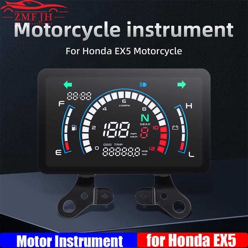 Мотоциклетный прибор для Honda EX5 Большая приборная панель Спидометр ODO TRIP 0-12000 об/мин Тахометр Указатель топлива Время Напряжение