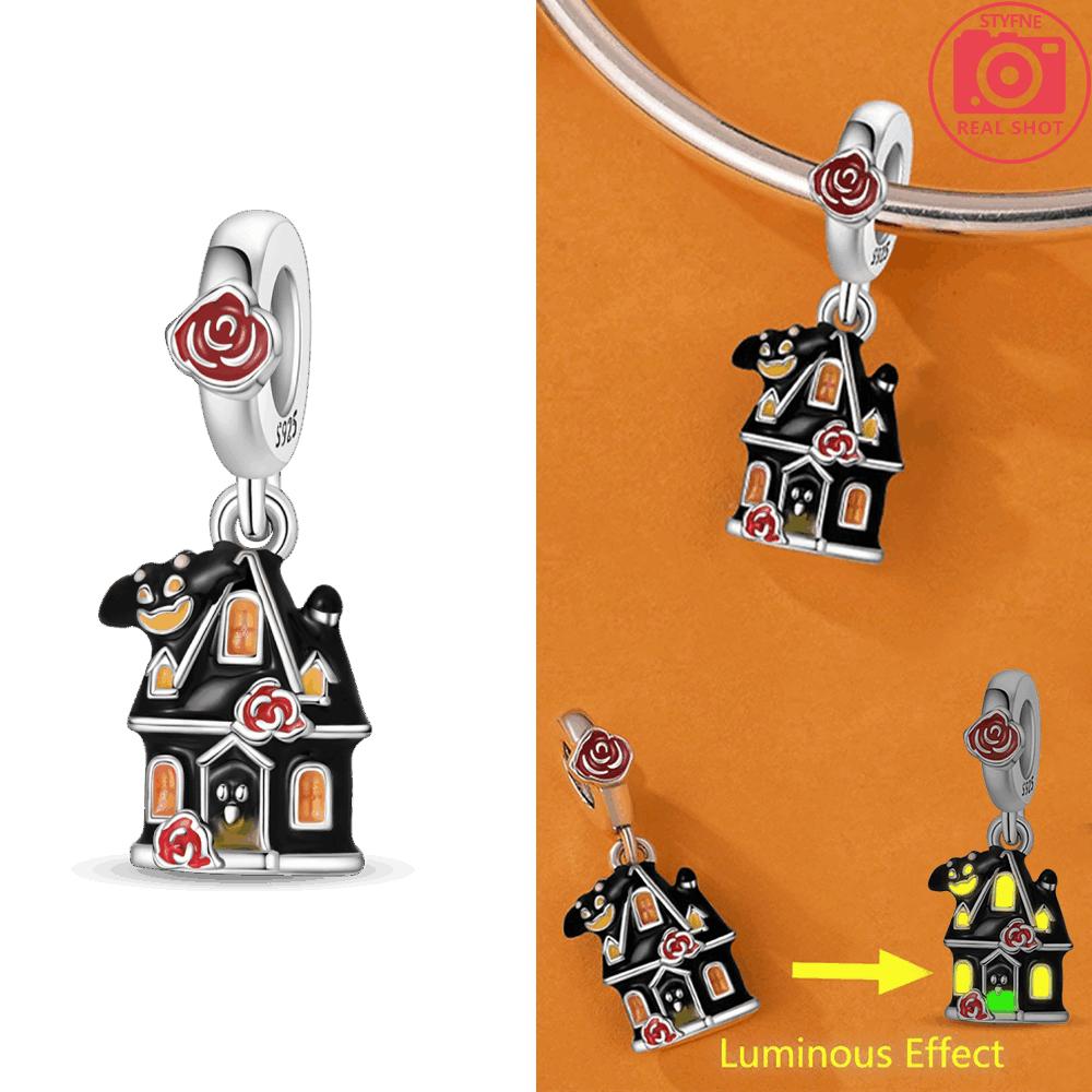 Оригинальный медный кулон в виде светящейся головы скелета на Хэллоуин, тыква, фиолетовая магическая шляпа, бусины, подходит для браслета, ювелирный подарок для женщин