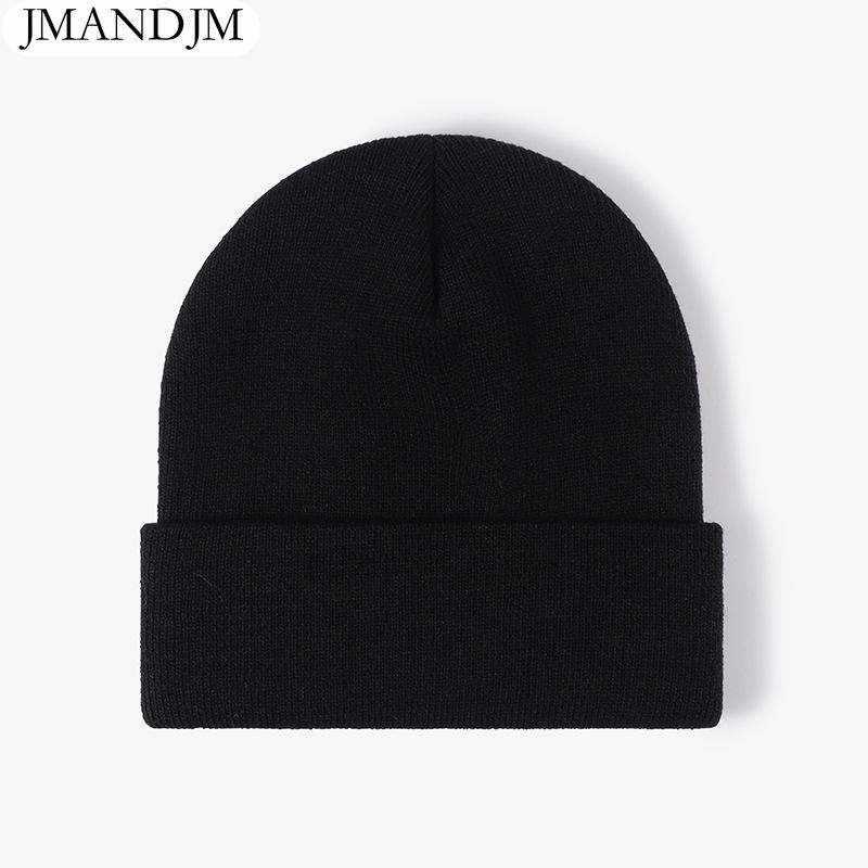 Available Autumn and Winter Warm Thickened Double Beanie Hat Simple Men's Women's Knitted Hat