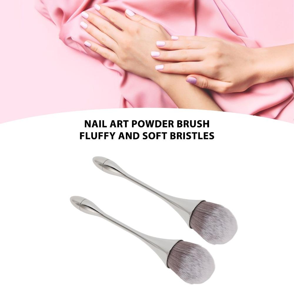 2pcs Soft Bristles Nail Art Powder Brush Ergonomic Handle Powder Remover Brush Nail Art Application
