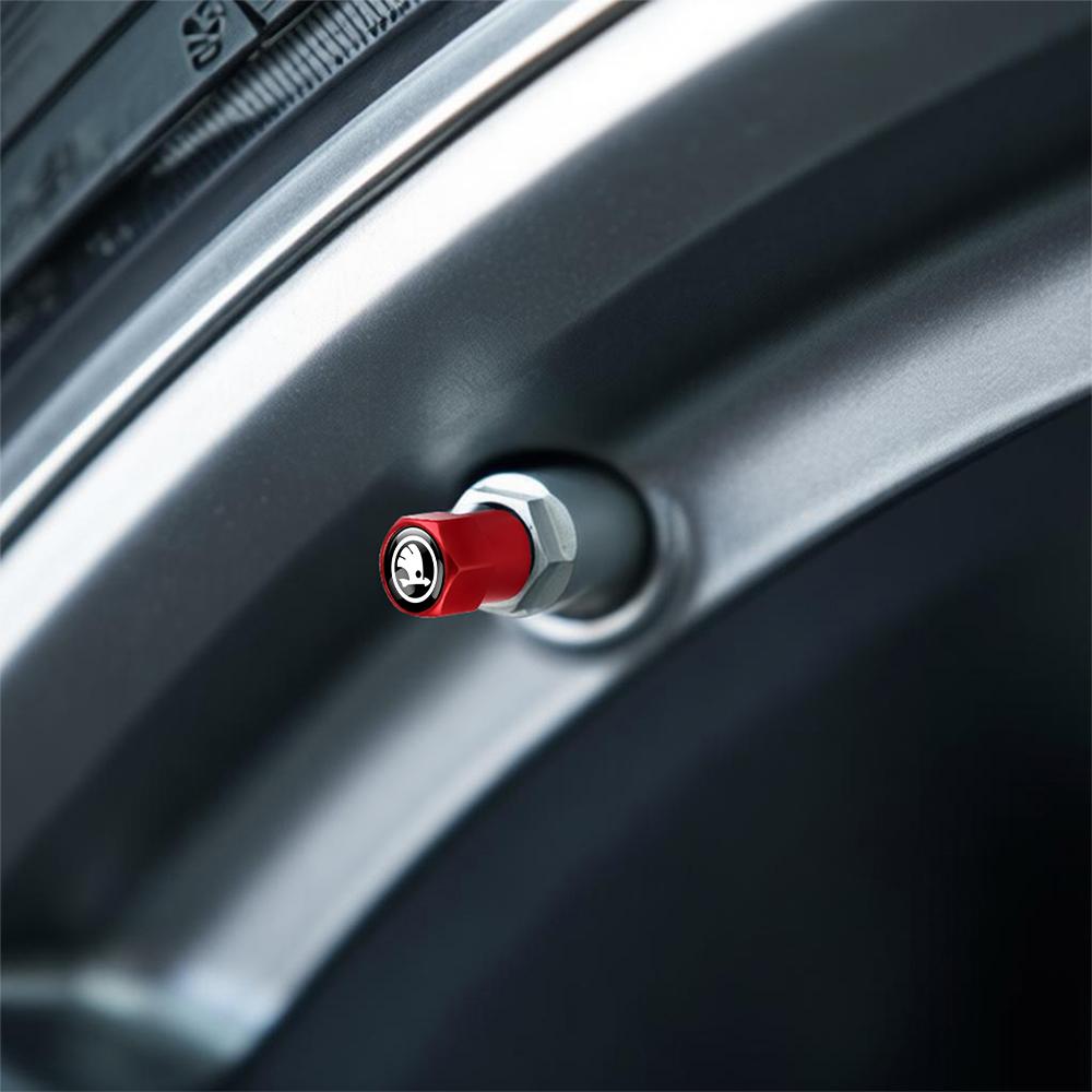 4Pcs Car Styling Aluminum Metal Car Wheel Tire Air Valve Caps Cover For Skoda Rapid Octavia A5 RS Kodiaq Fabia A7 Kamiq Karoq HA5