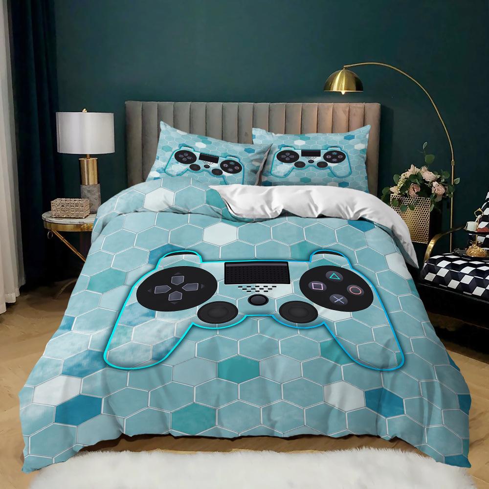 Gamepad Kit 3D Digital Printing Quilt Cover E-Sports Boy Bedding Three-Piece Set