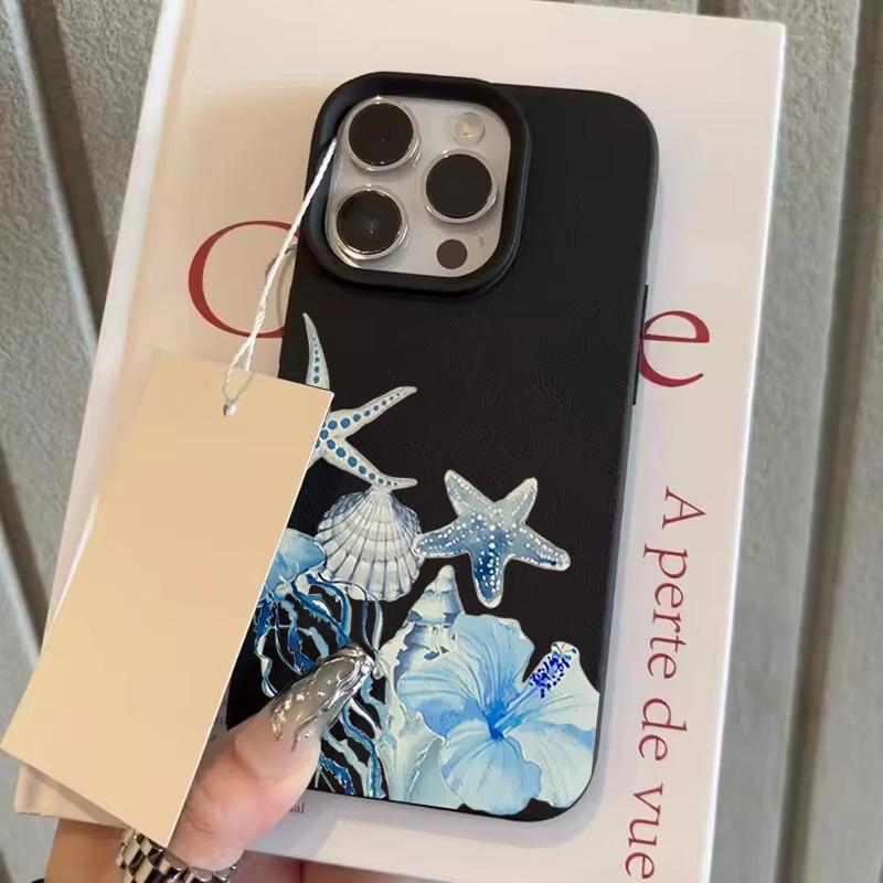Чехол для телефона с узором «Медуза и цветок лилии» для iPhone 17 Pro Max 16 Plus 15 Pro 14 13 12 11 X 17Air Мягкий чехол с текстурой личи
