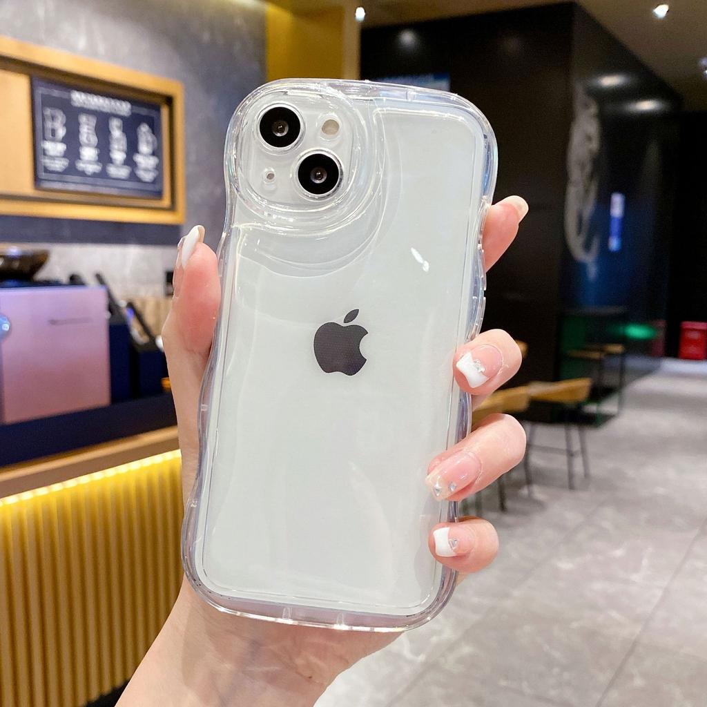Подходит для iPhone15 Прозрачный защитный чехол Apple 11 Волновой воздушный амортизатор Чехол для мобильного телефона 14 Пузырь Противоударный 12 Всесторонний 16