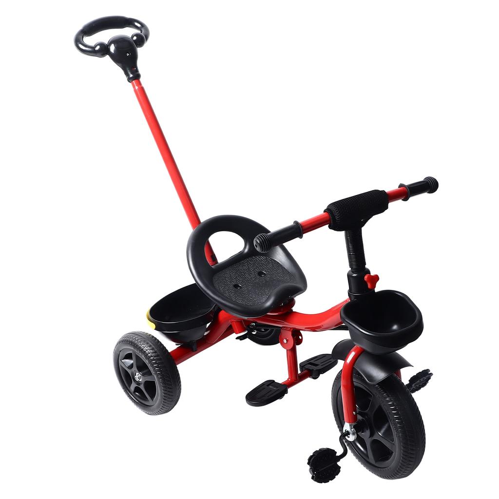 Child"s Tricycle Ride On Trike Toddler Tricycle with Parent Push Handle Backrest Safety Belt