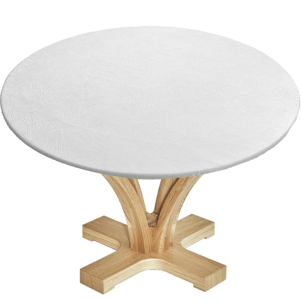 New Round Tablecloth Waterproof Stain Resistant Round Table Cover Anti-slip Table Cover with Elastic Edge Decorative Table