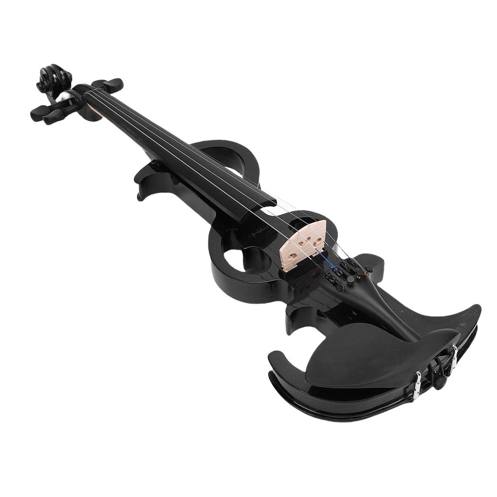 Electric Violin Kit 4 4 Black Solid Wood Beginner Electronic Violin with Bow Earphone Connection Cable Storage Box
